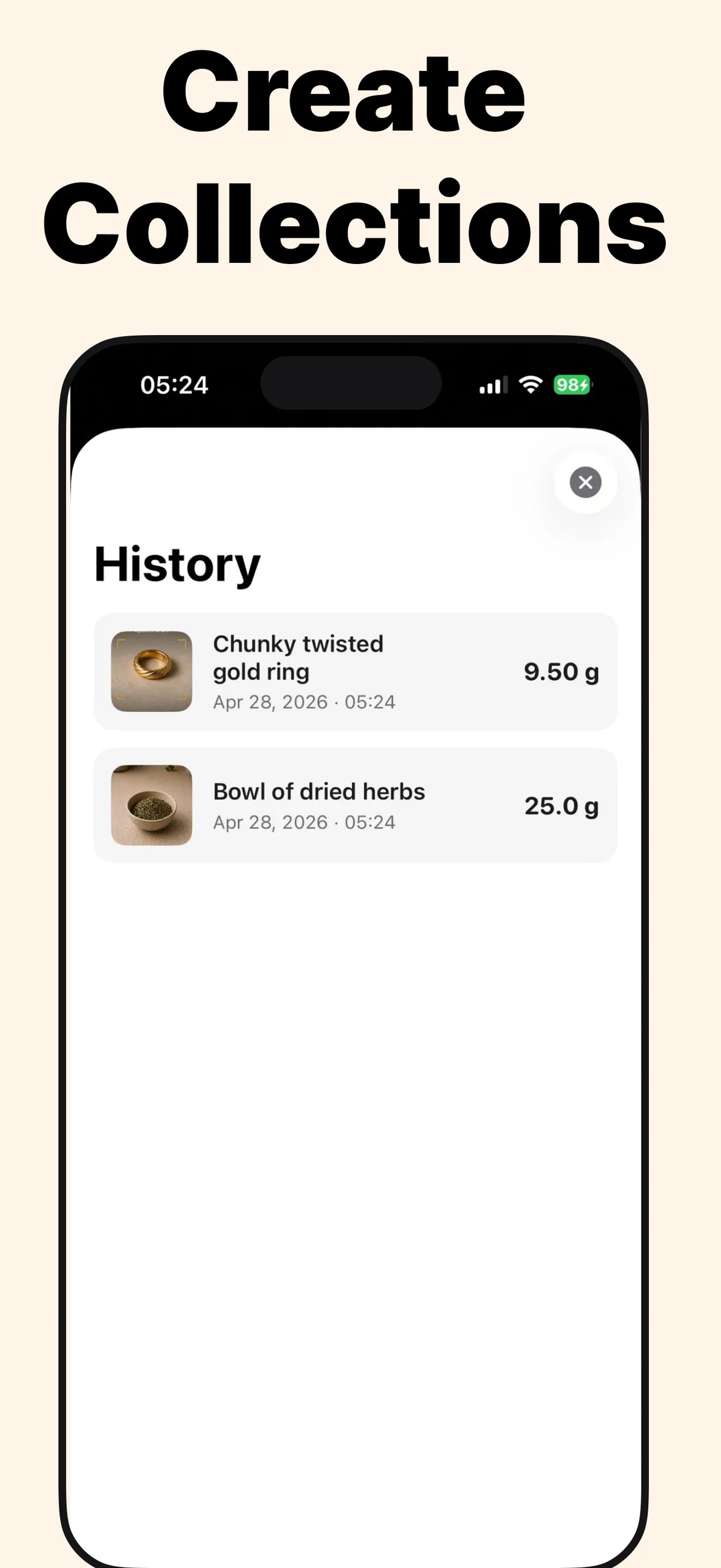 Scan history